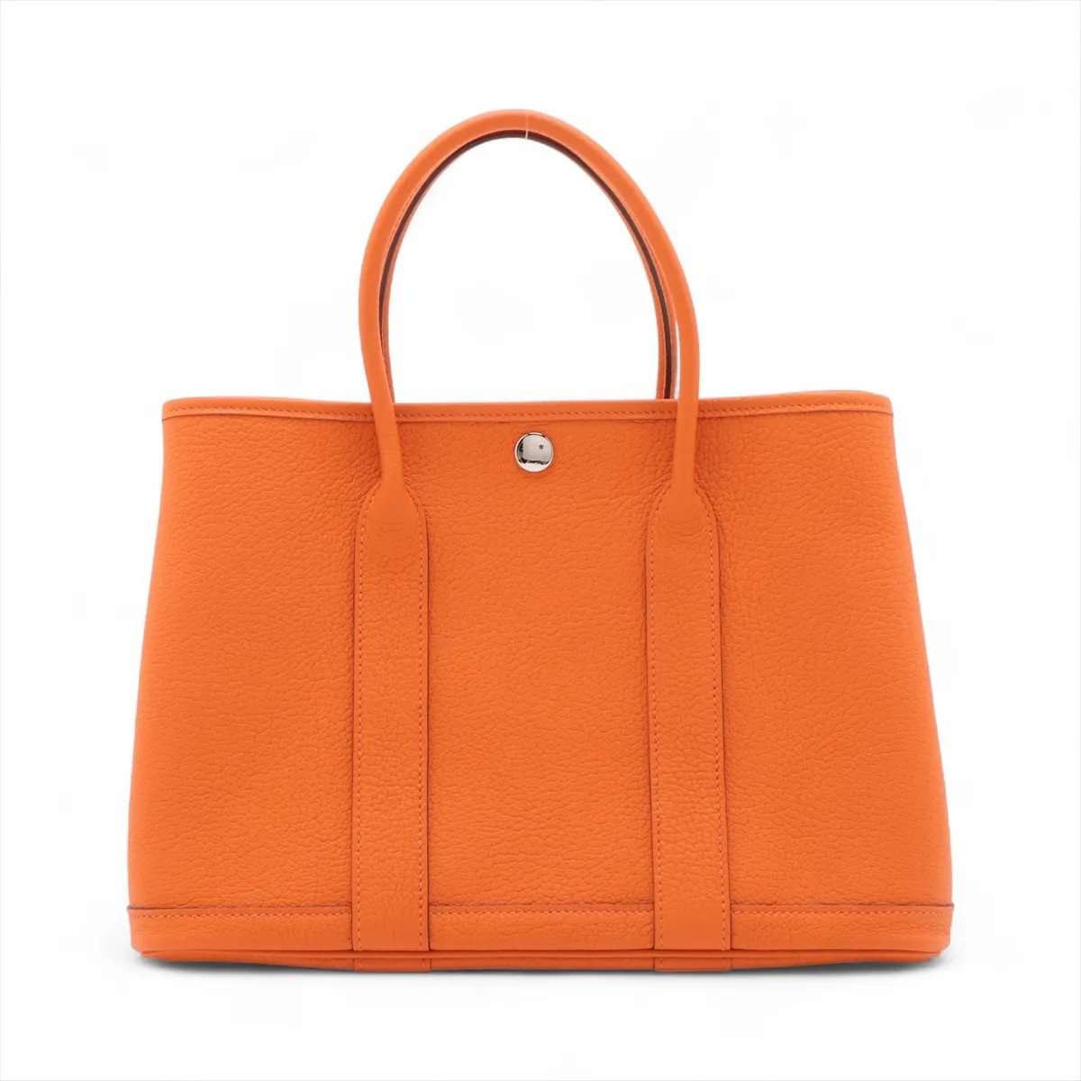 Hermès Garden Party 30 TPM Negonda Orange Silver Metal Fittings