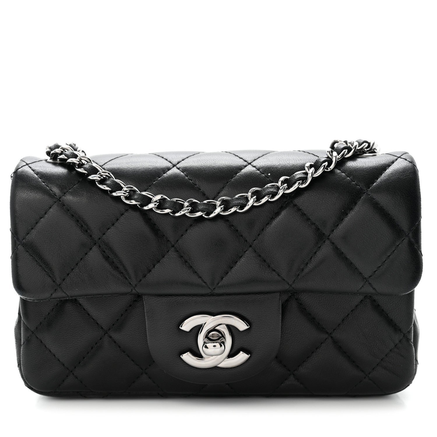 Chanel Lambskin Quilted Extra Mini Rectangular Flap Black