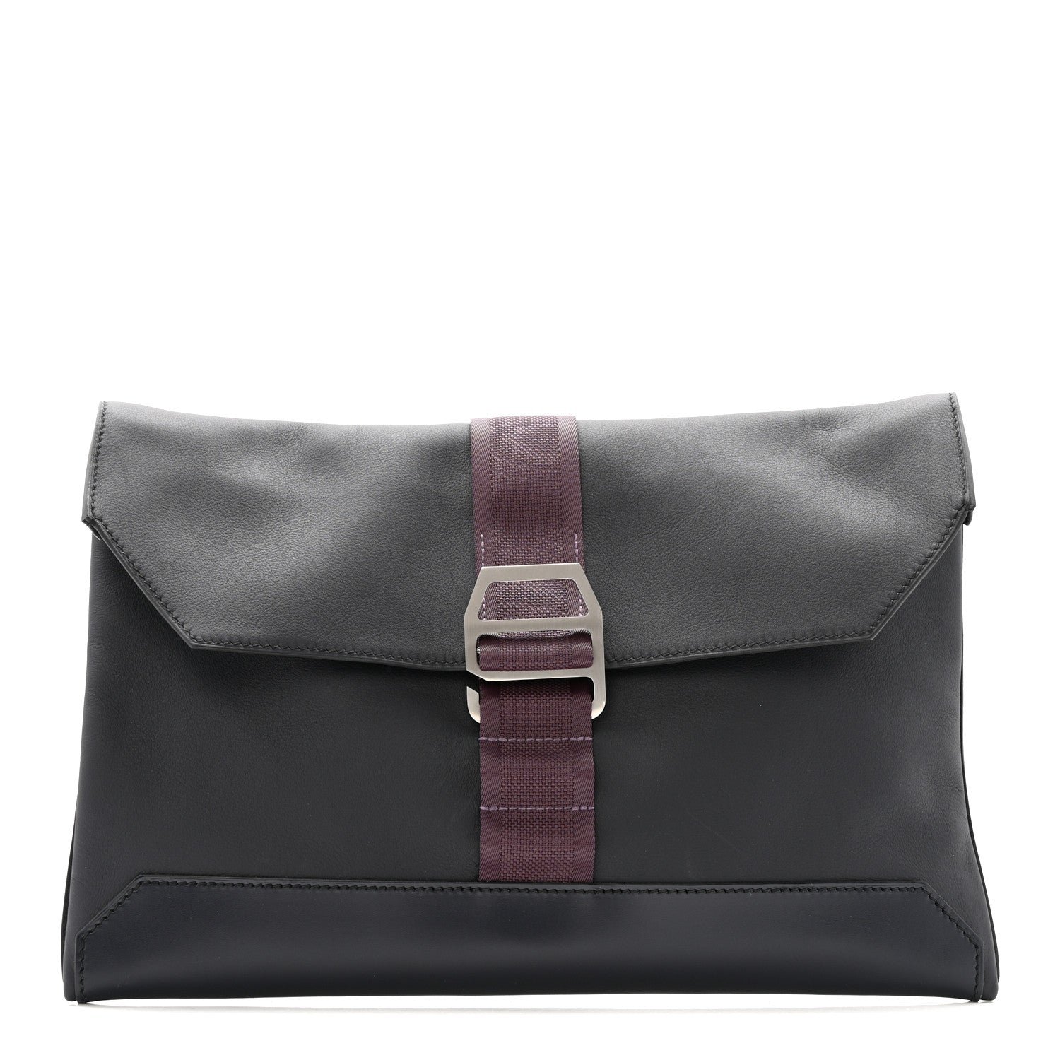 Hermes Hermes Taurillon Cristobal Vache Hunter Cityslide Clutch Bleu Indigo Raisin