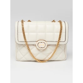 Gucci Gucci White Quilted Leather Small Deco Shoulder Bag