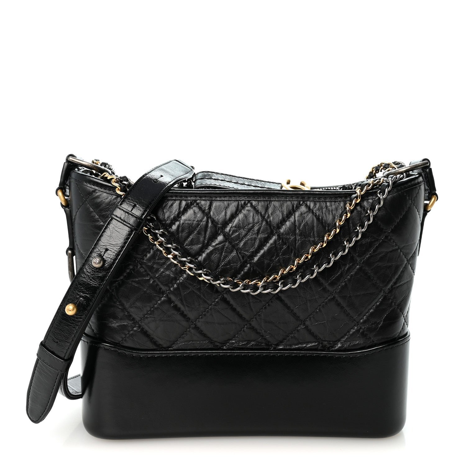 Chanel Aged Calfskin Quilted New Medium Gabrielle Hobo Black