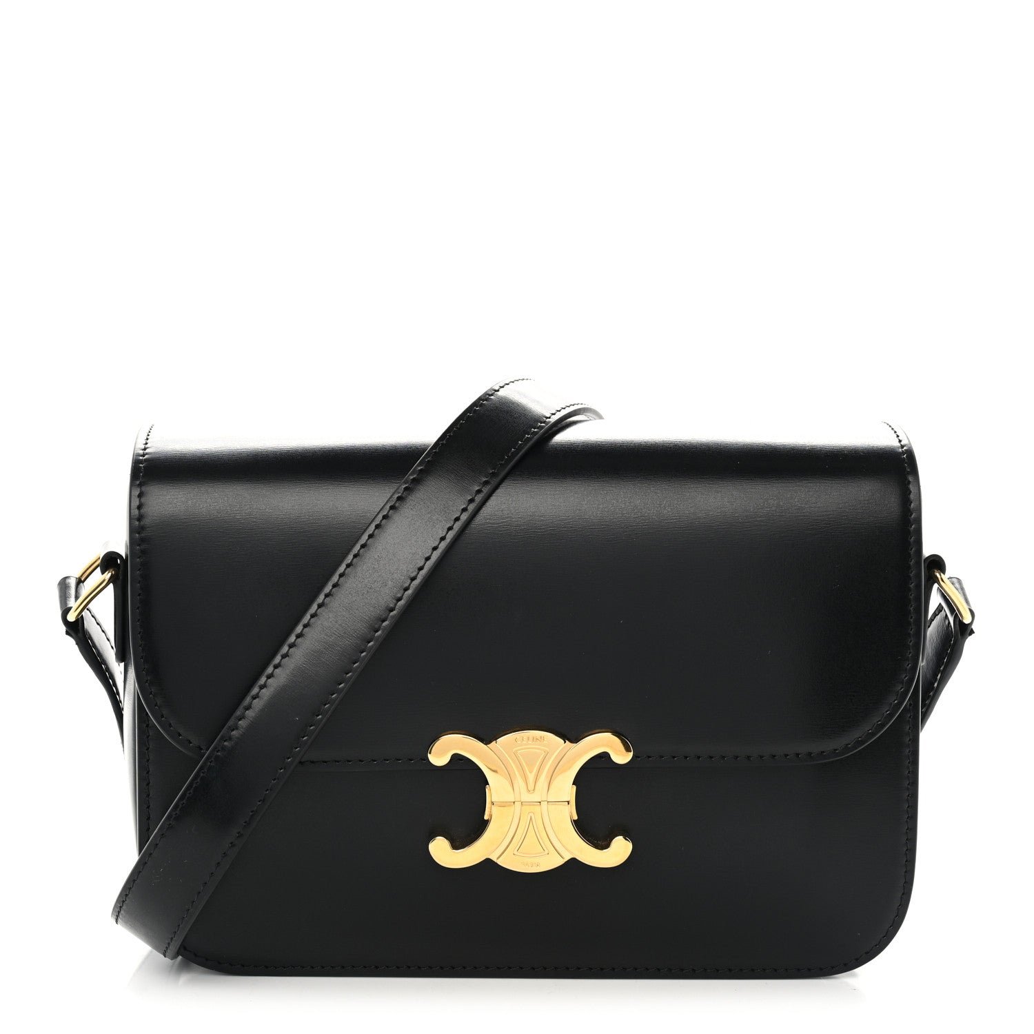 Celine Shiny Calfskin Medium Triomphe Black