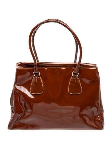 Enameled Metal Triangle Top Handle Bag