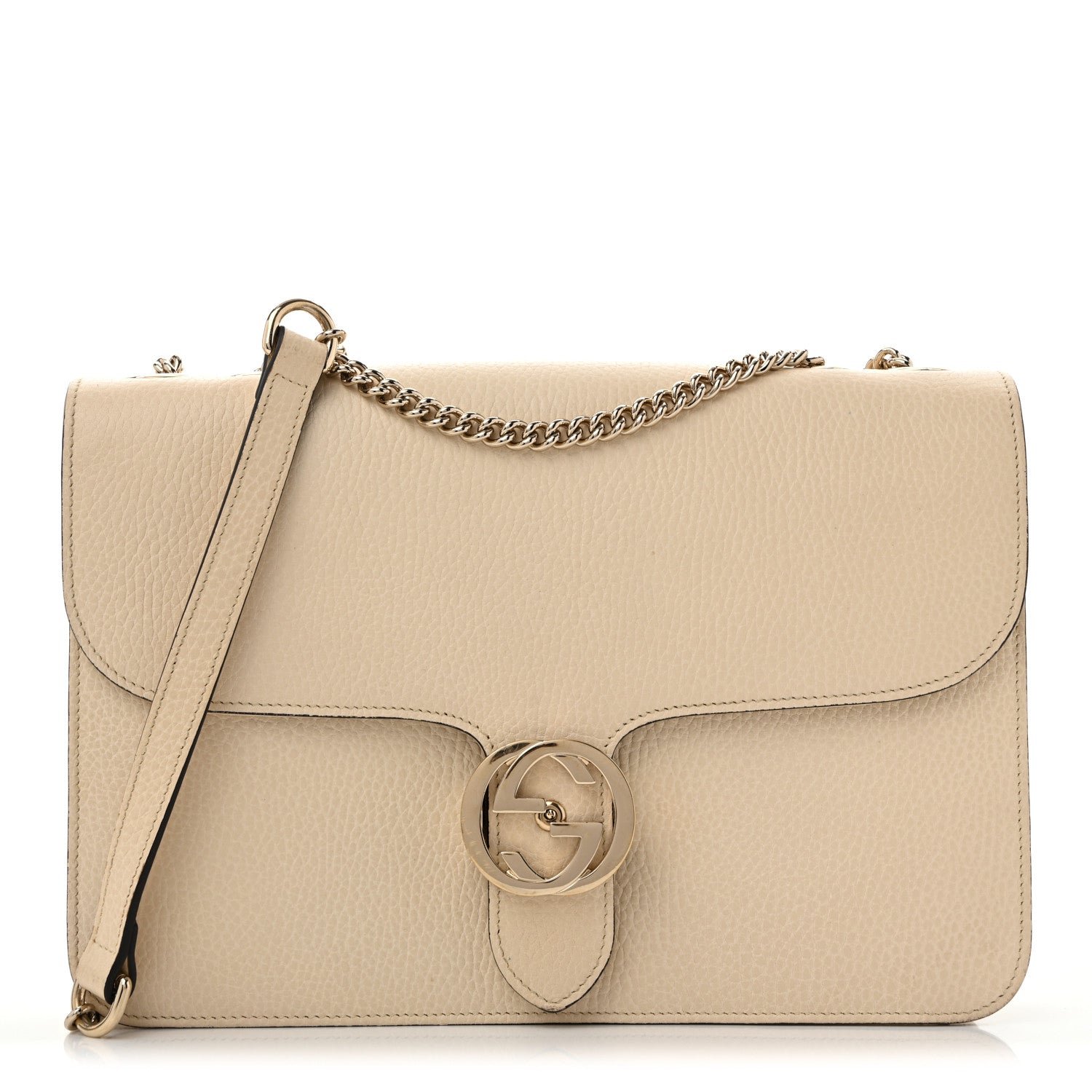 Gucci Dollar Calfskin Interlocking G Shoulder Bag Ivoire