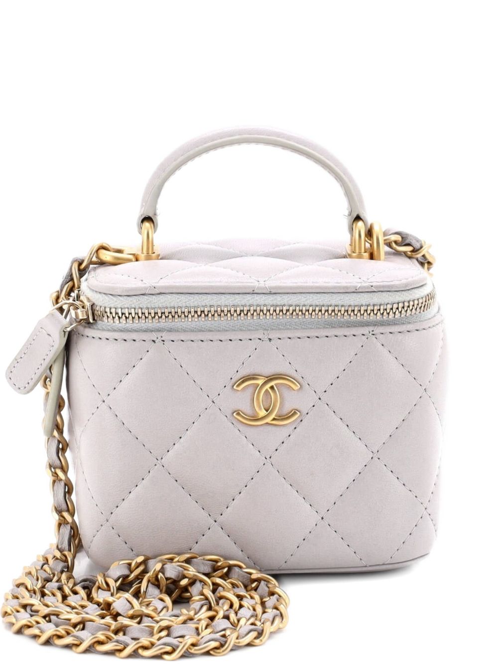Classic Top Handle Vanity Case with Chain Quilted Lambskin Mini crossbody bag