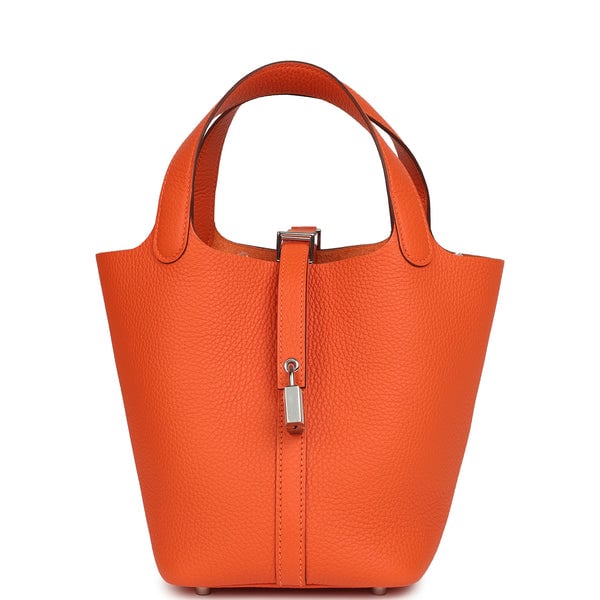 Hermes Picotin Lock 18 Tangerine Clemence Palladium Hardware