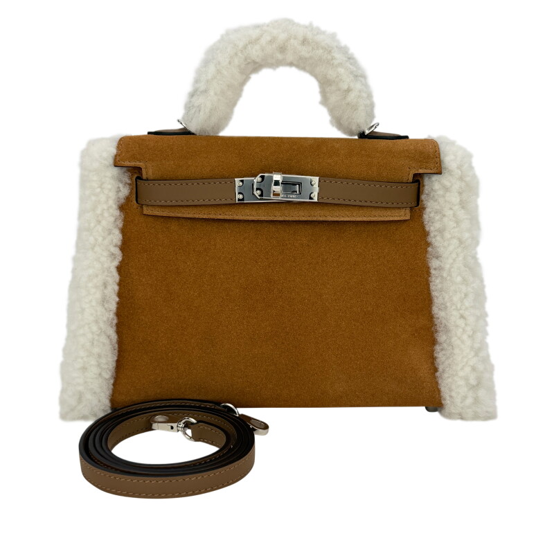 Limited Edition Alezan Swift, Chamois Grizzly and Ecru Shearling Teddy Plush Mini Kelly II 20 Palladium Hardware, 2025