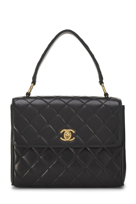 Black Quilted Lambskin Kelly Small
