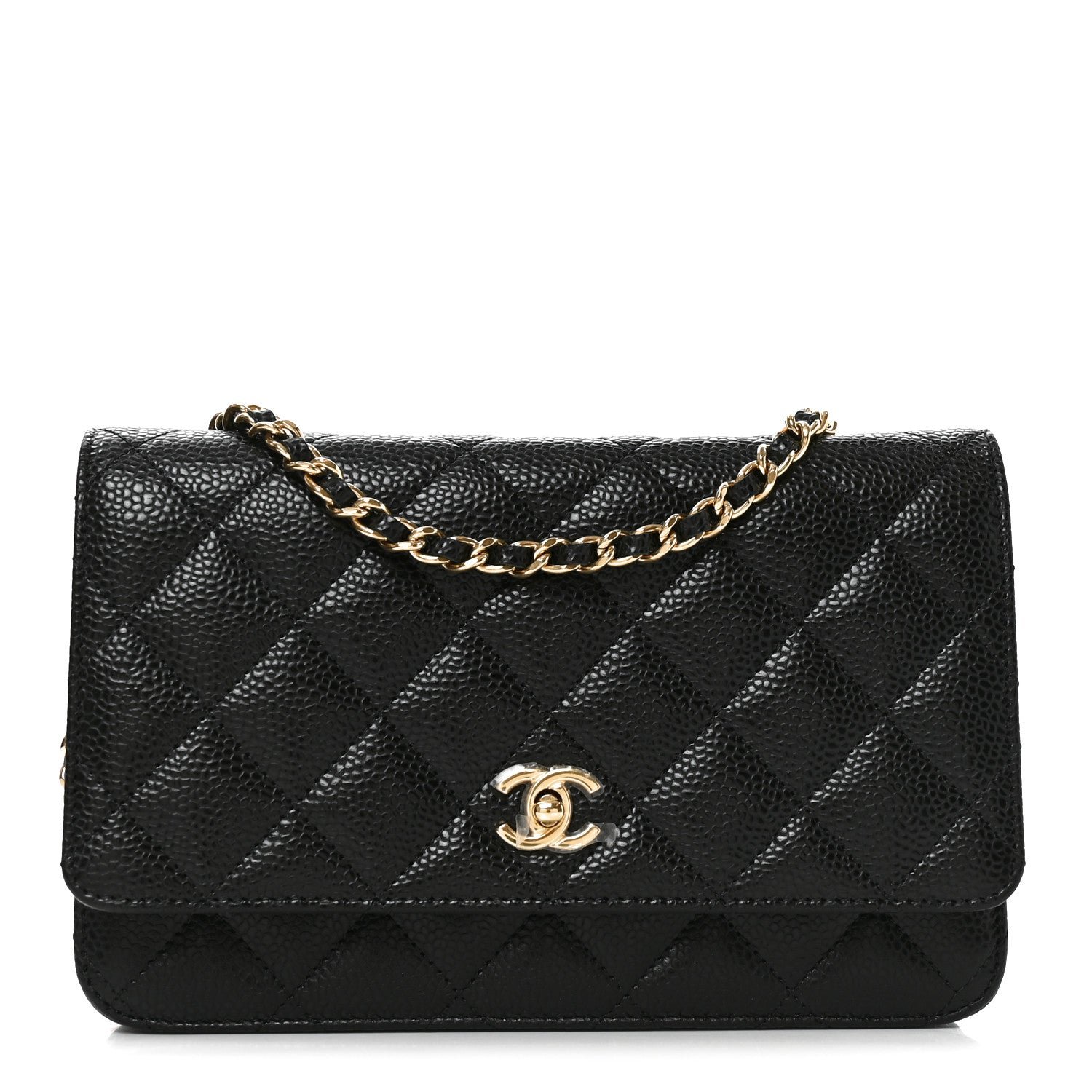 Chanel Caviar Quilted CC Turnlock Wallet On Chain WOC Black
