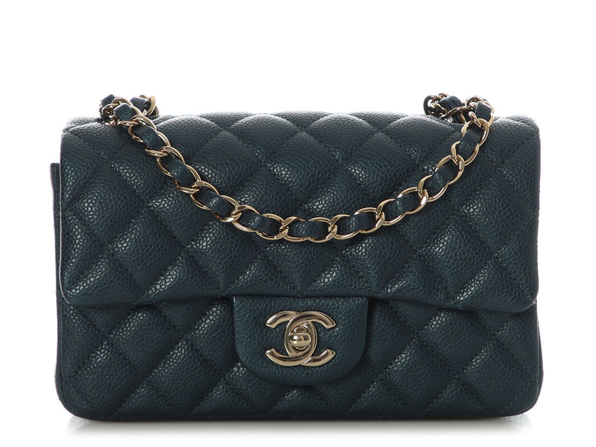 Chanel Mini Dark Blue Quilted Caviar Classic