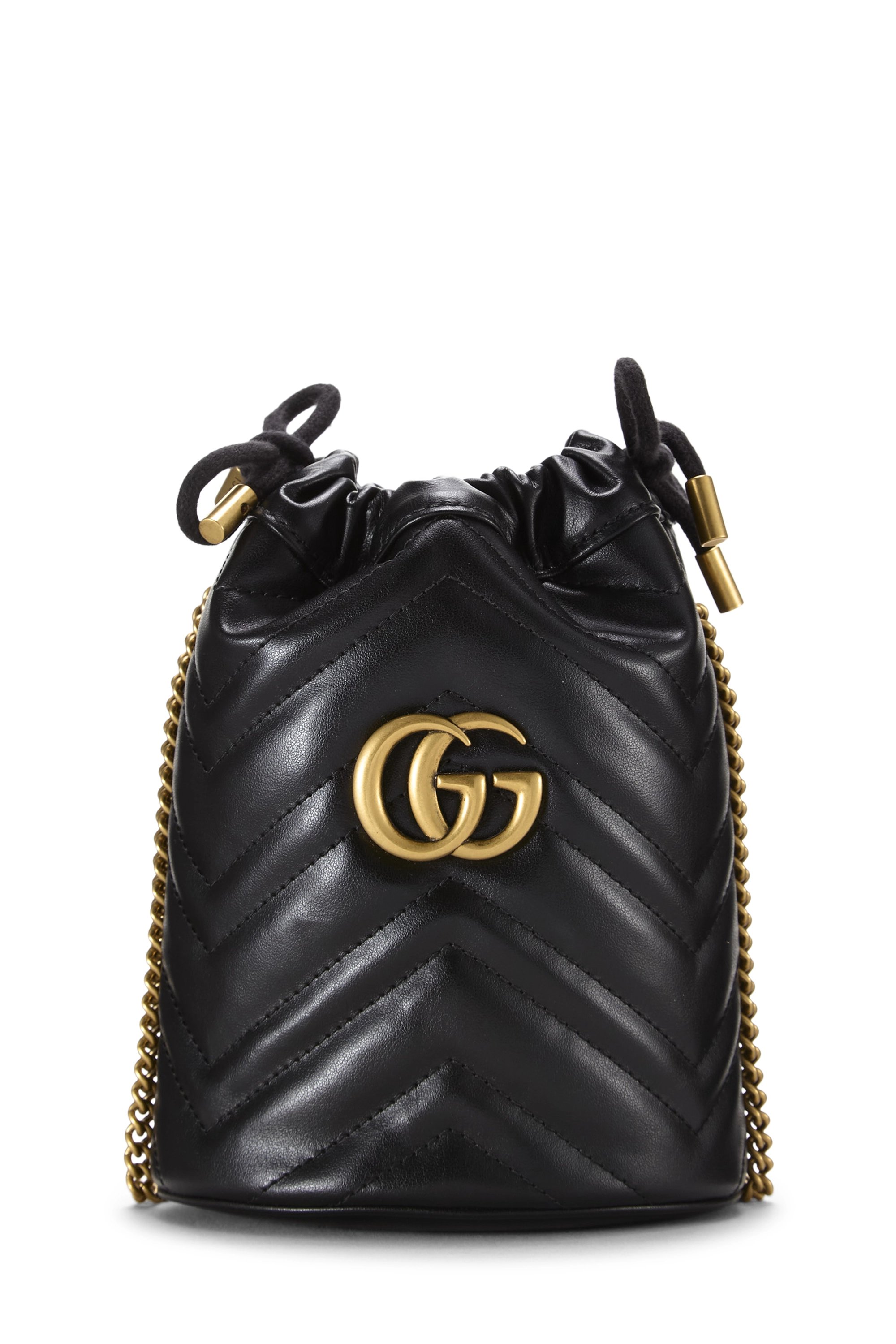 Black Leather GG Marmont Bucket Bag Mini