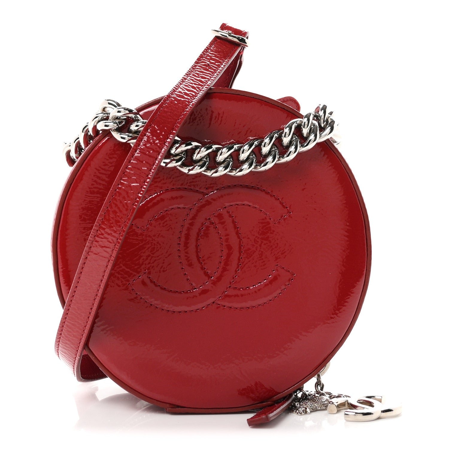 Chanel Patent Round As Earth Evening Bag Red
