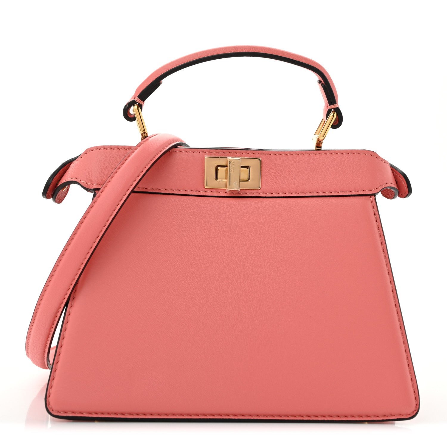 Fendi Shiny Nappa Petite Peekaboo I SEE U Satchel Rosa Pesca