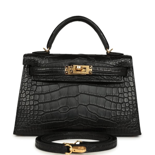 Hermes Hermes Special Order (HSS) Kelly Sellier 20 Black Verso Matte Alligator Gold Hardware