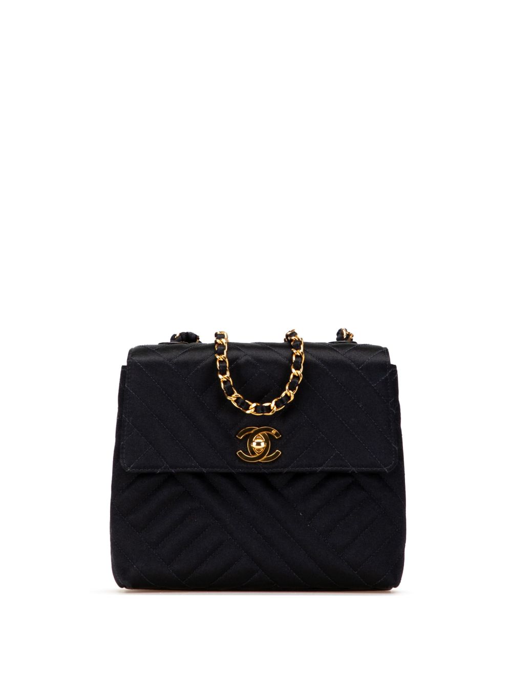 1994-1996 Mini Square Diagonal Quilted Satin Single Flap crossbody bag