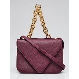 Bottega Veneta Bottega Veneta Purple Grained Leather Mount Chain Small Envelope Crossbody Bag