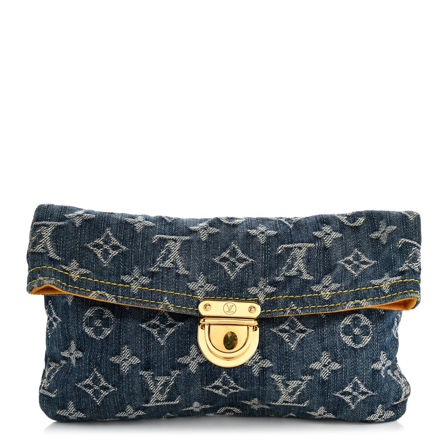 Louis Vuitton Monogram Denim Pochette Plat Clutch Blue