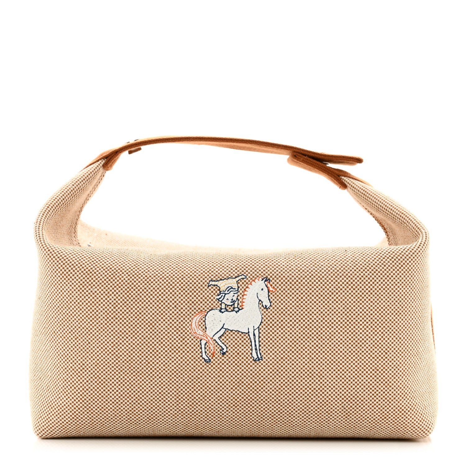 Hermes Canvas Large Bride-A-Brac Cabriole Case Biscuit