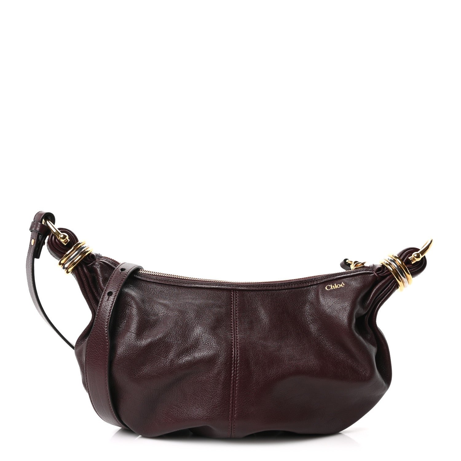 Chloe Grained Calfskin Small Bracelet Hobo Bag Grenat
