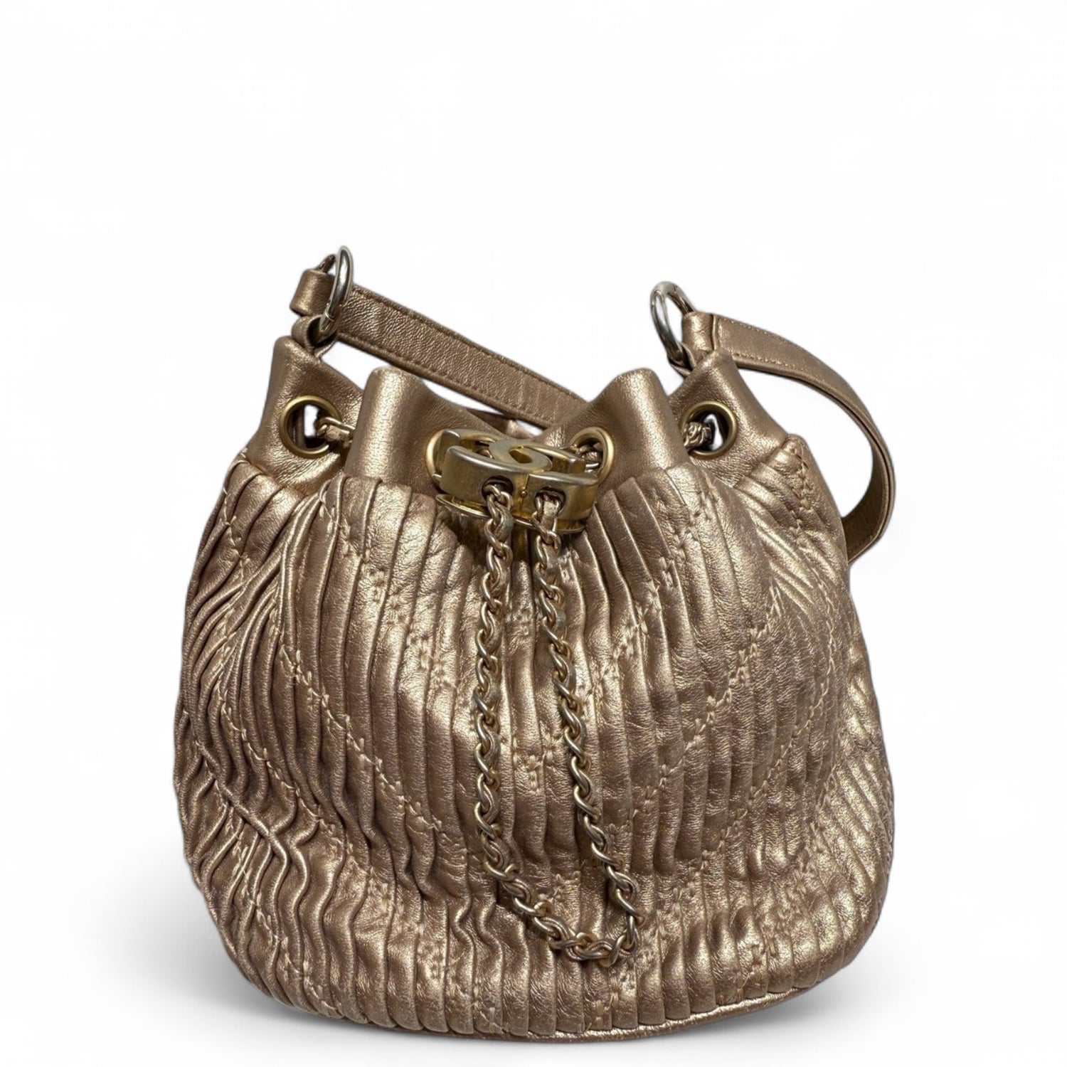Chanel Calfskin Coco Pleats Drawstring Mini