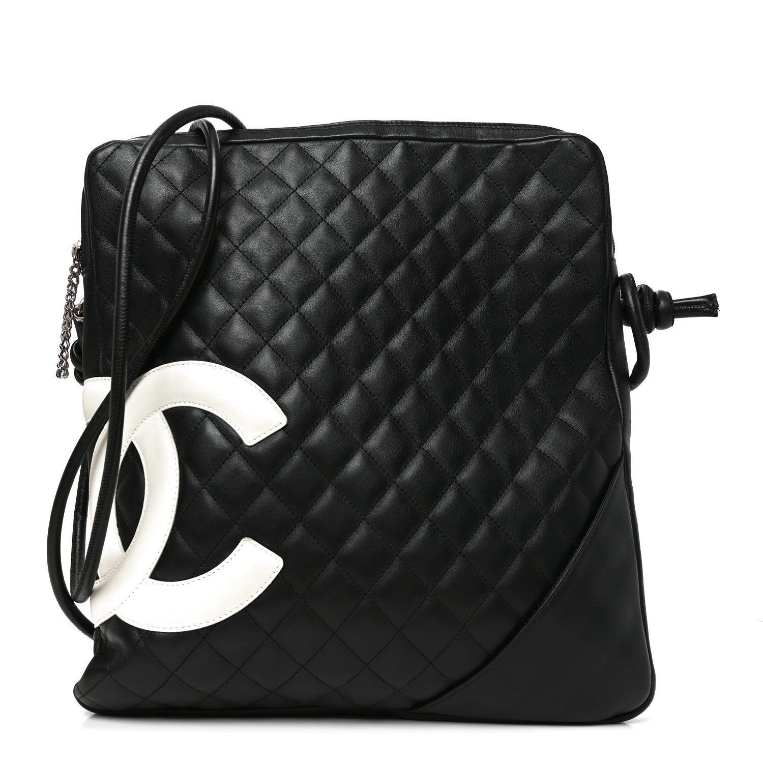 Chanel Calfskin Quilted Large Cambon Messenger Black White