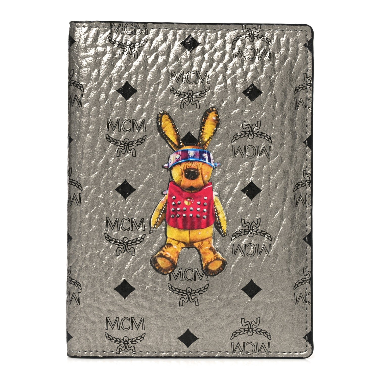 MCM MCM Metallic Visetos Rabbit Passport Holder Silver