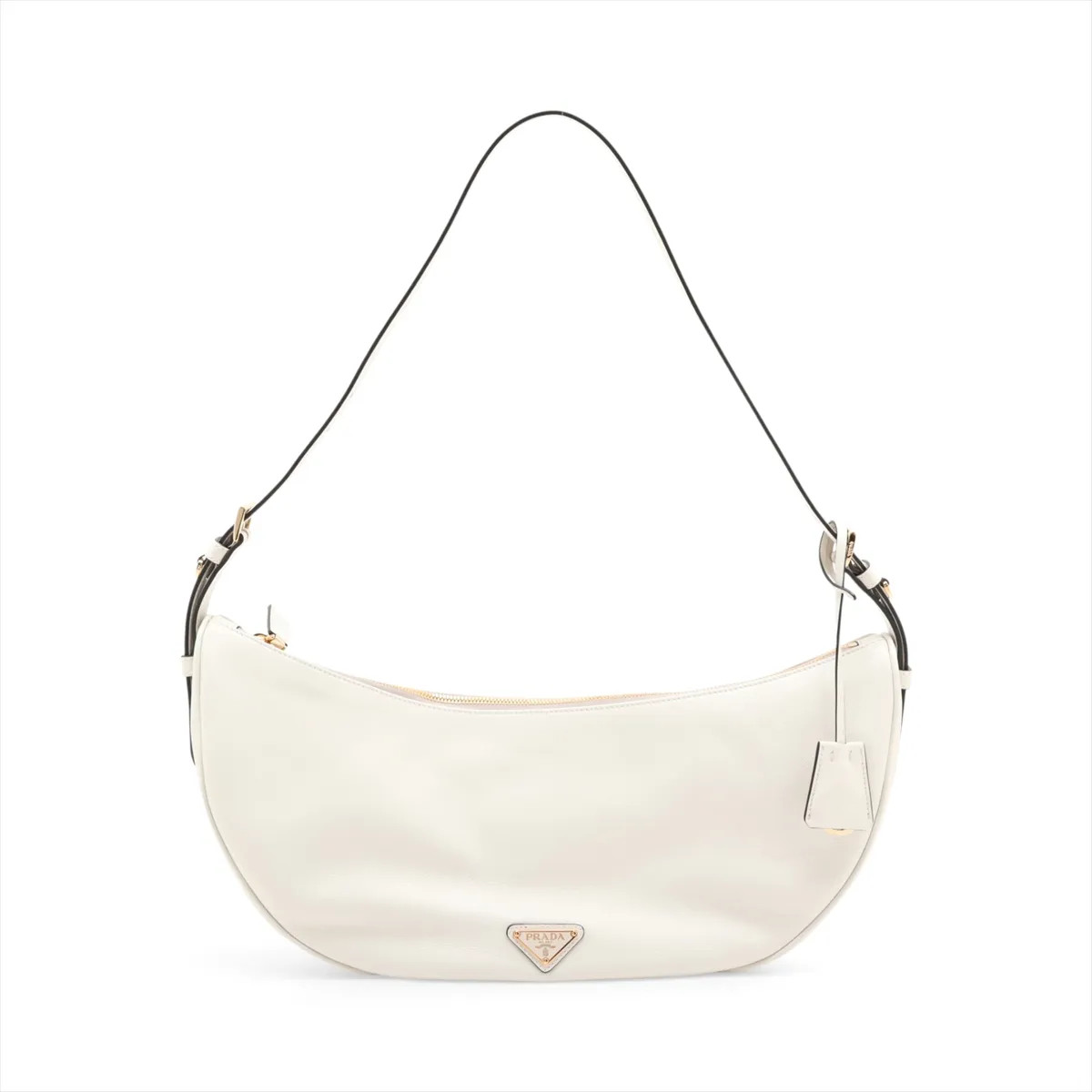Prada Demilune 1BC255 Leather Shoulder bag White
