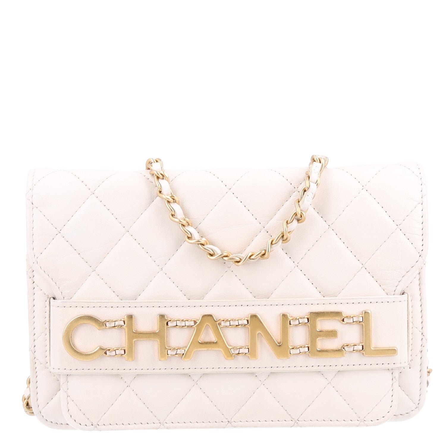 Chanel Calfskin Quilted Small Enchained Flap White