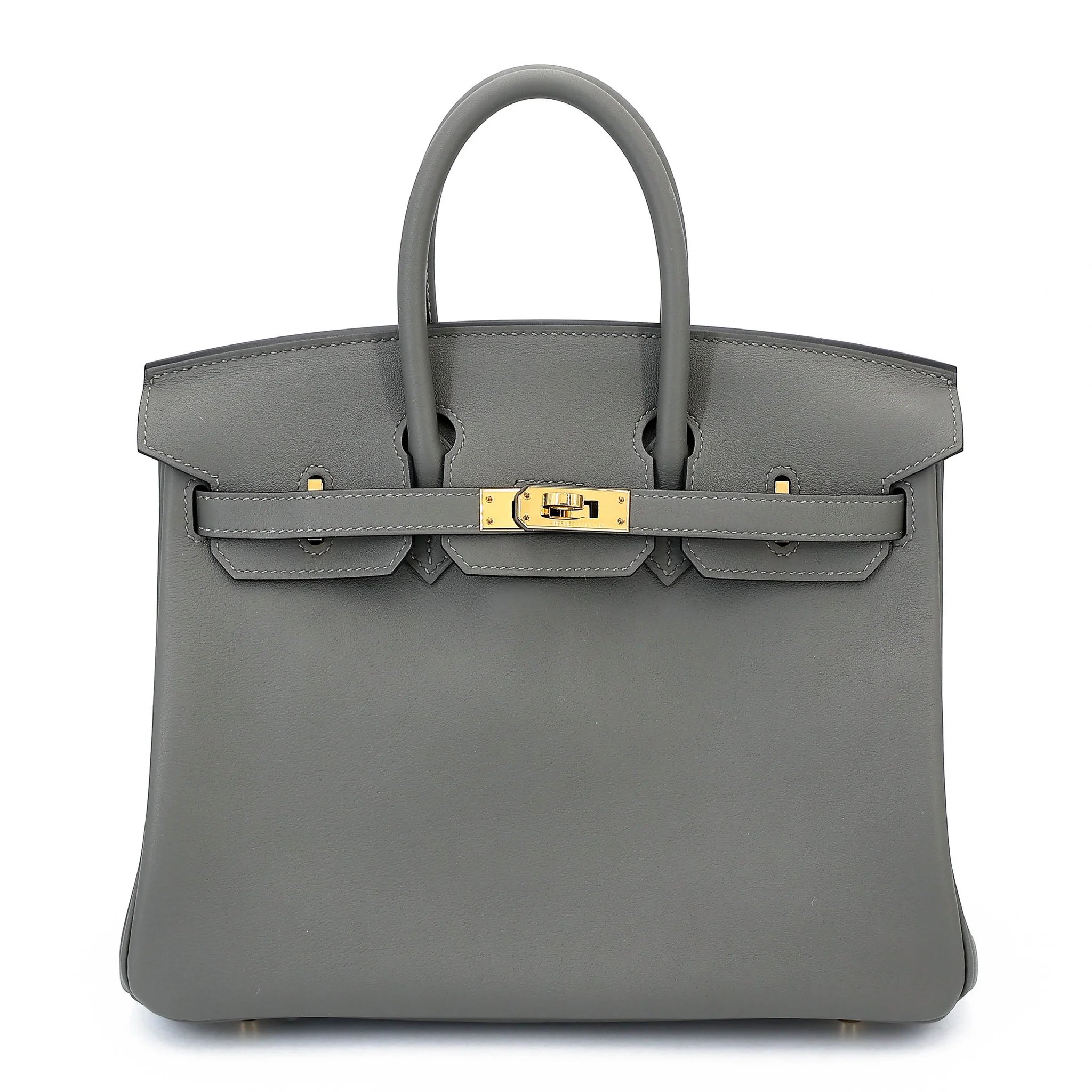 Unused ( Rank NS ) HERMÈS Birkin 25 Gris Meyer (0L) Swift Gold hardware W (2024)