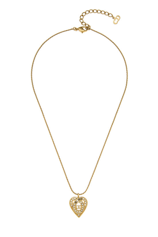 Dior Gold Crystal Heart Necklace