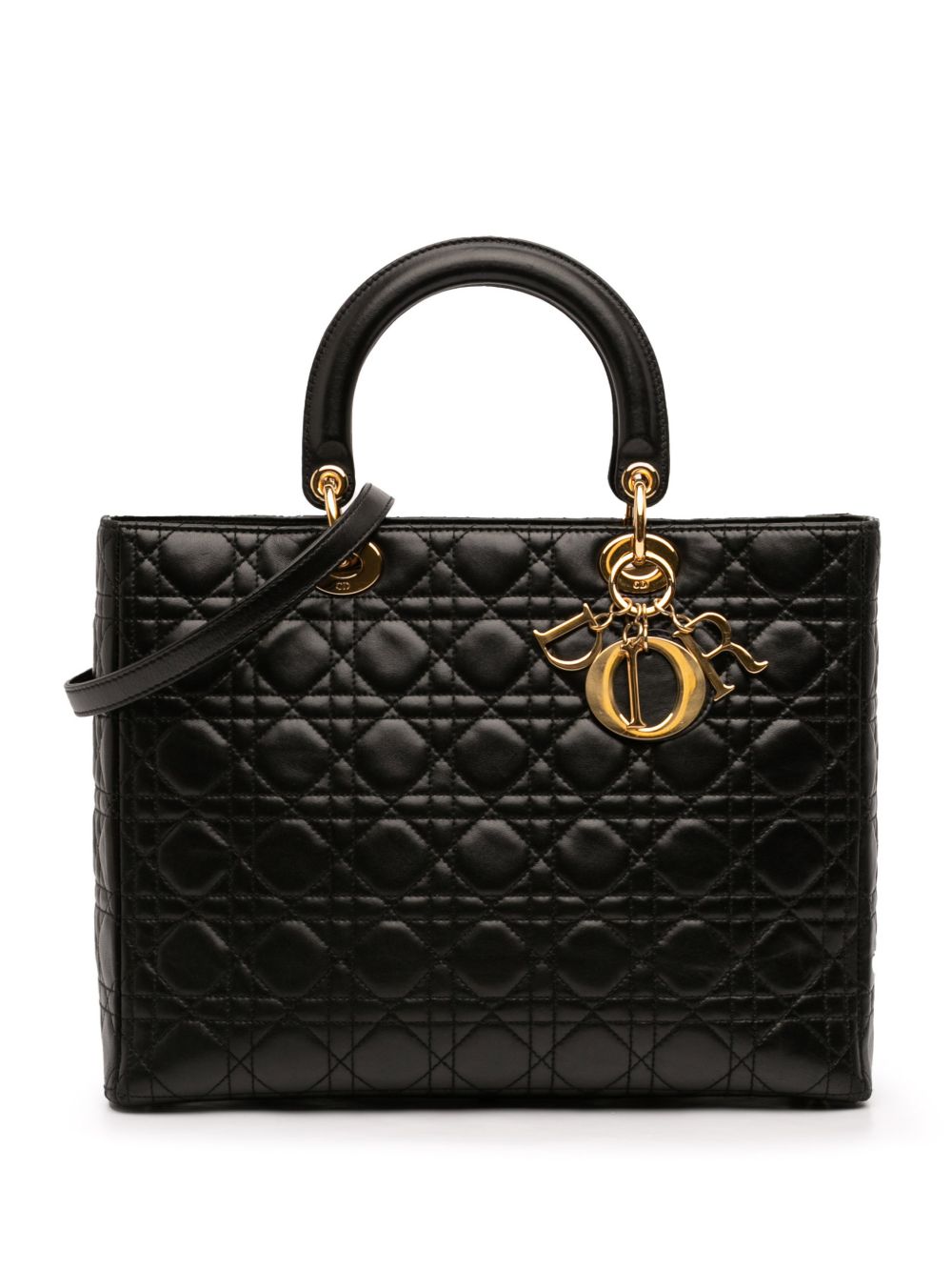 2007 Large Lambskin Cannage Lady Dior satchel