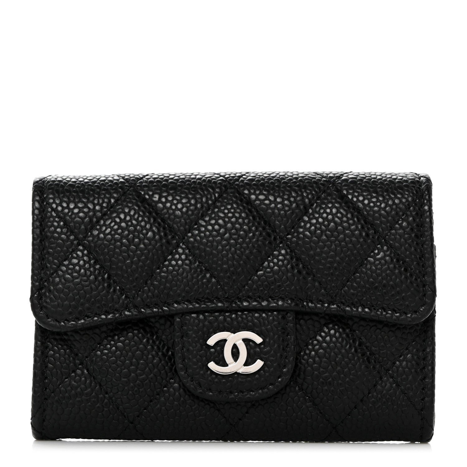 Chanel Caviar Quilted Flap Card Holder Wallet Black