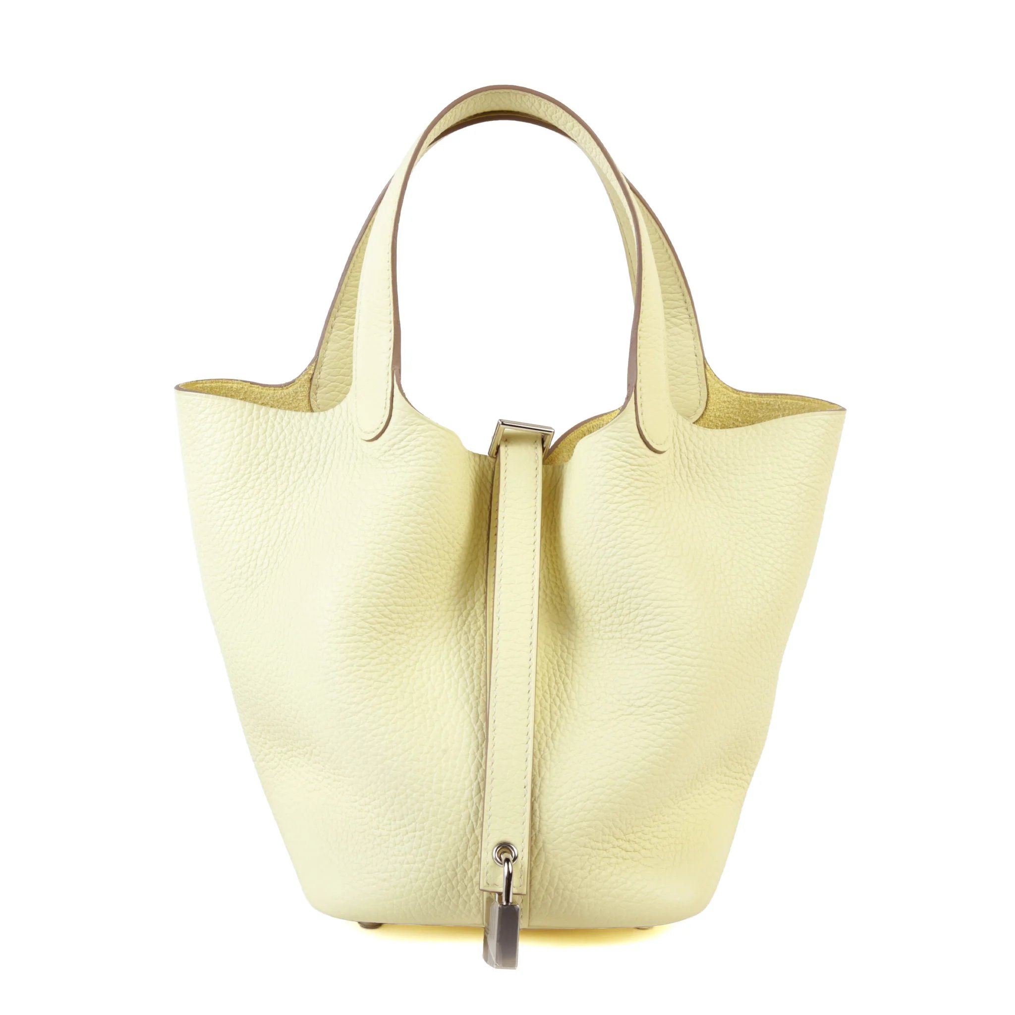 Excellent ( Rank SA ) HERMÈS Picotin Lock PM Jaune milton (i8) Clemence Palladium hardware W (2024)