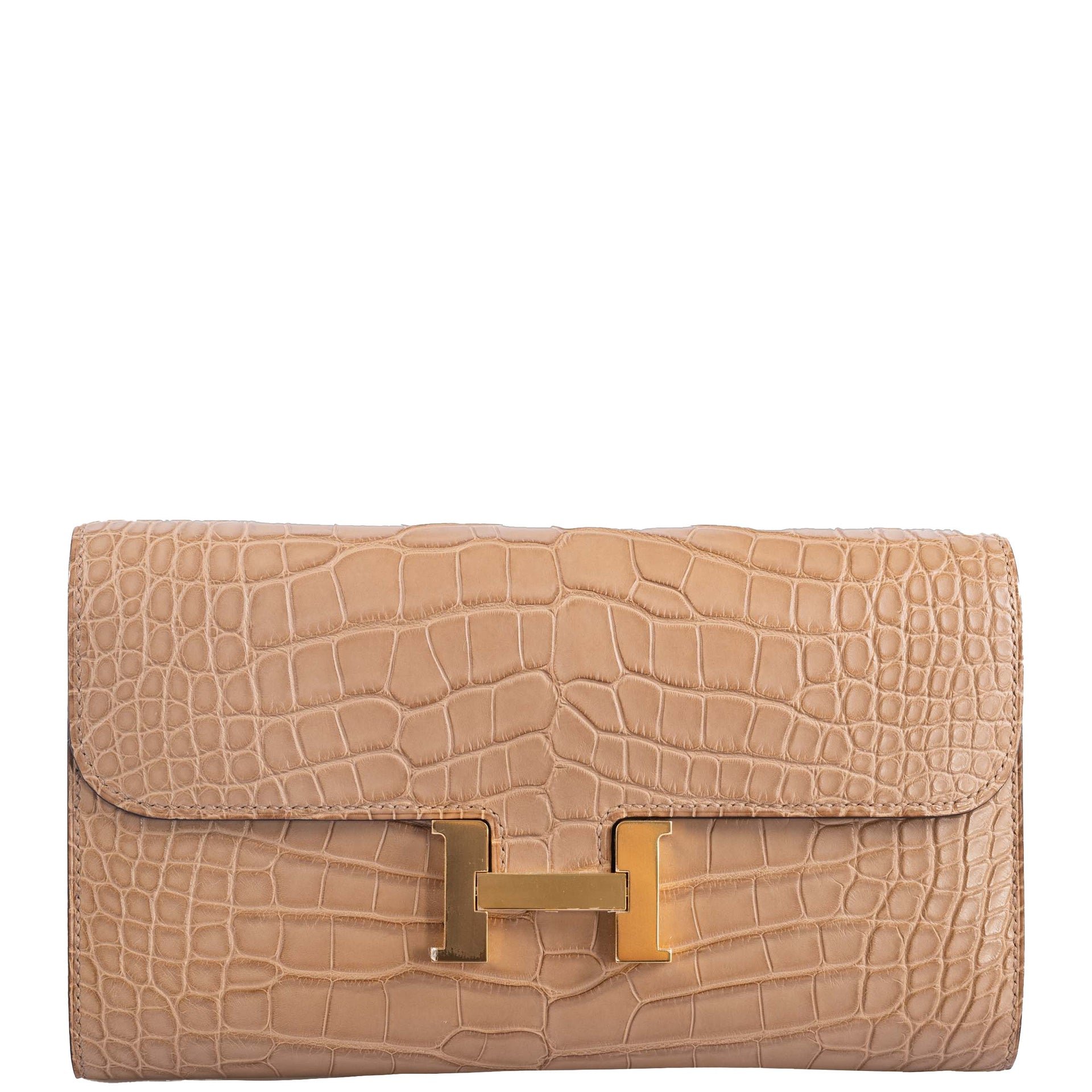 Hermes Hermès Constance Long Wallet Chai Matte Alligator Gold Hardware