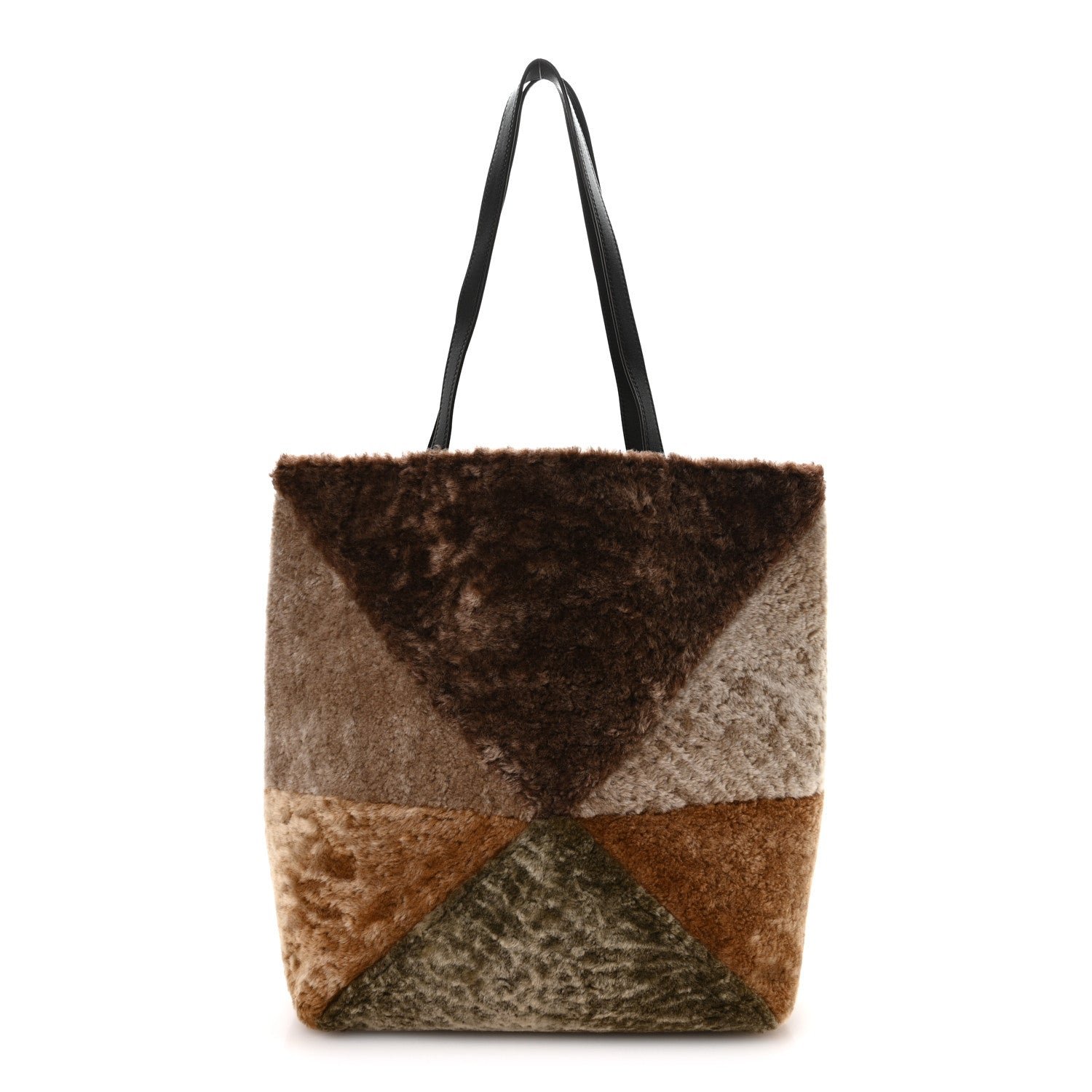 Loewe Shearling Large Puzzle Fold Tote Multicolor