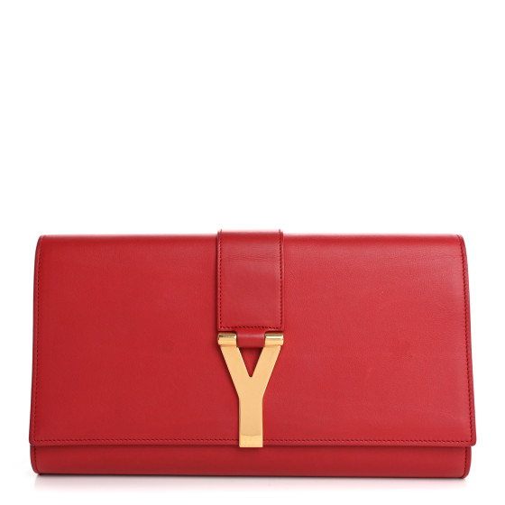 Saint Laurent Calfskin Classic Y Ligne Clutch Rouge Orient