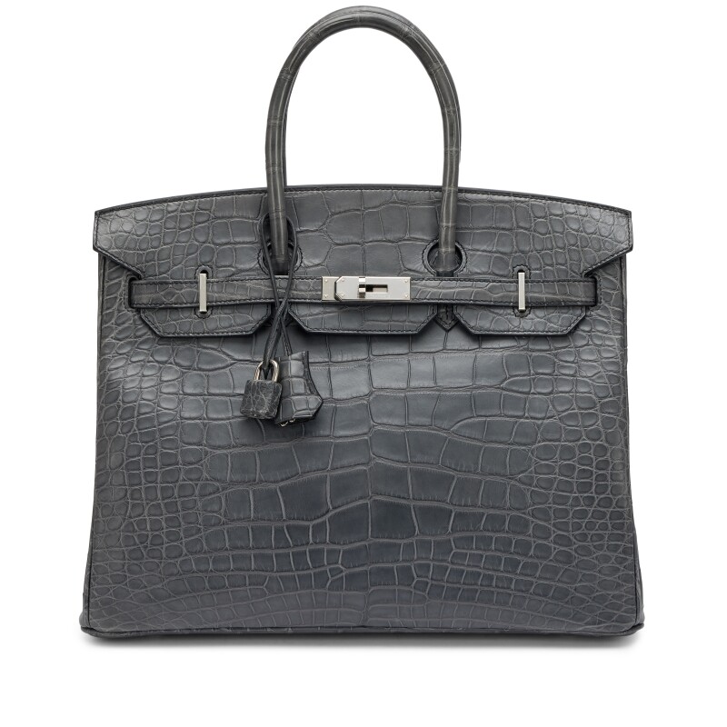 Hermes Gris Paris Matte Alligator Birkin 35 Palladium Hardware, 2018