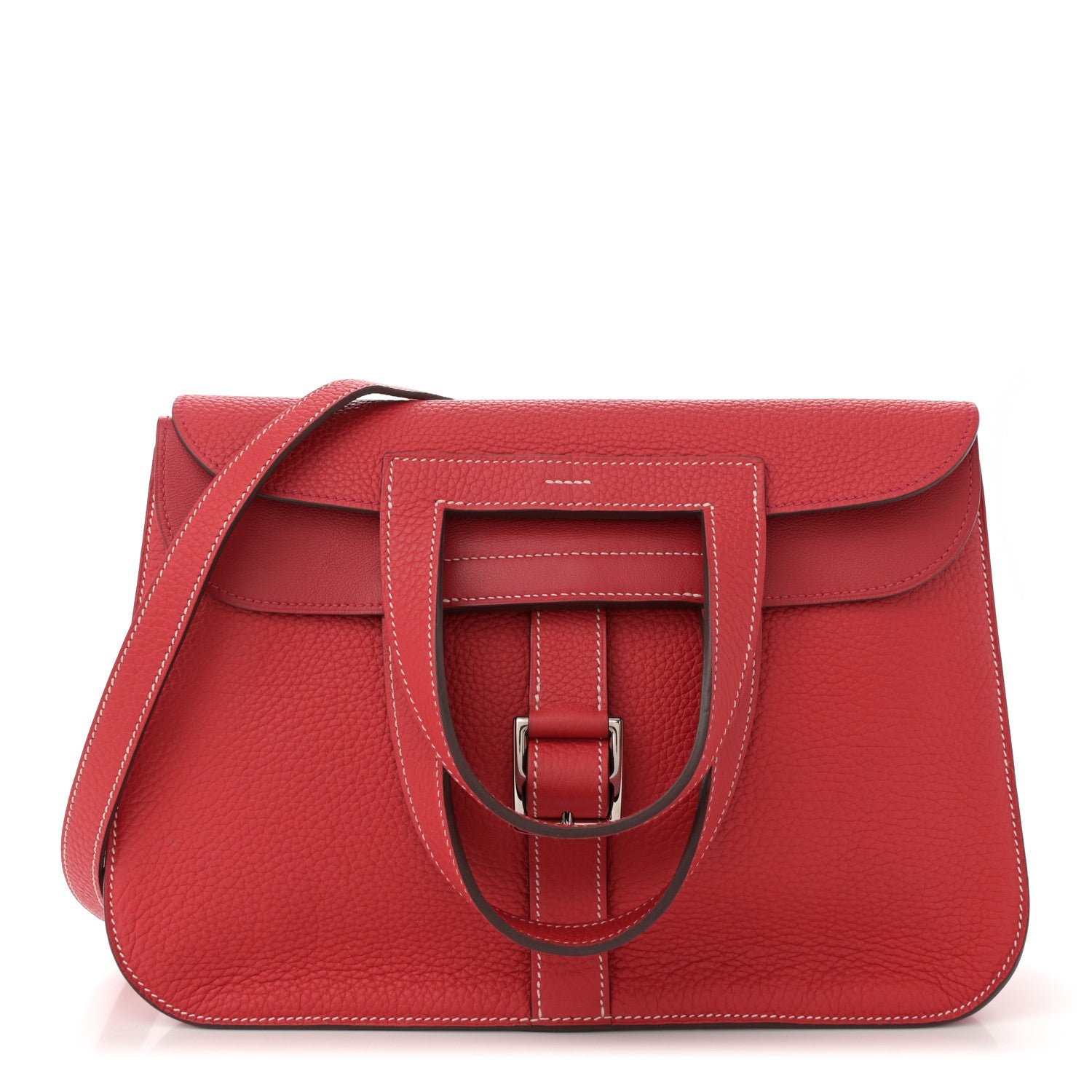 Hermes Taurillon Clemence Halzan 31 GM Rouge Piment