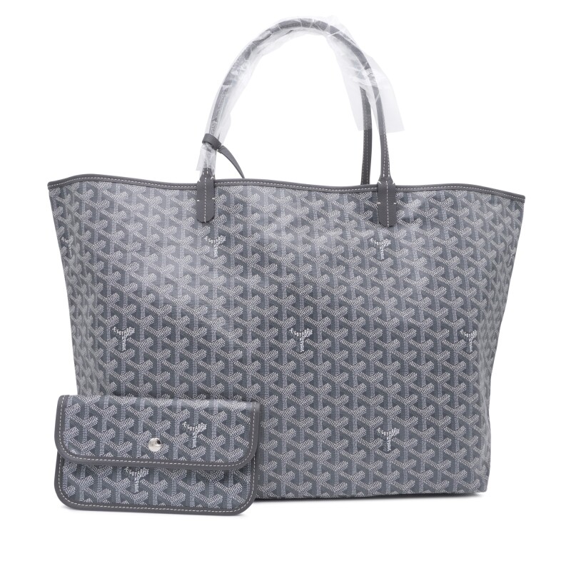Goyard Grey Goyardine Canvas and Chevroches Calfskin Saint Louis GM Bag