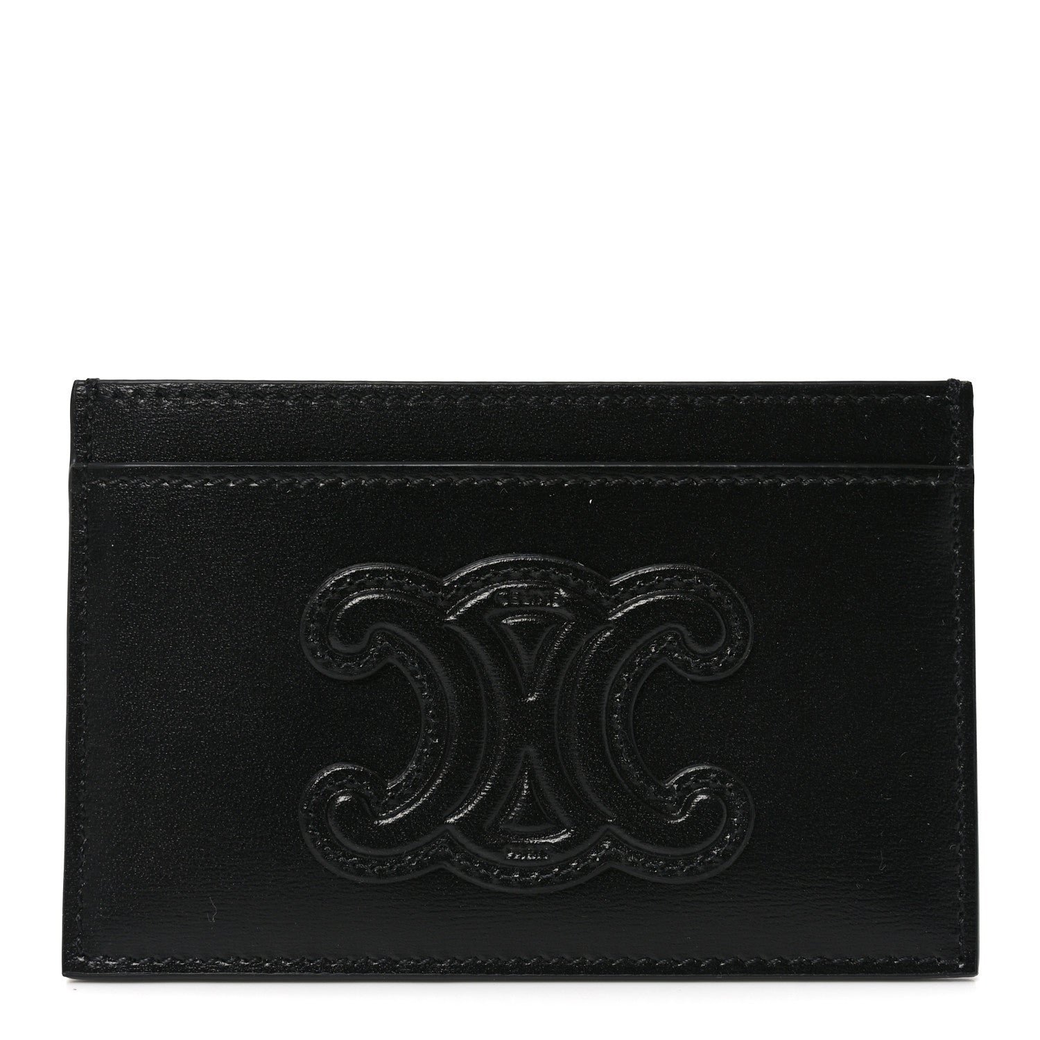 Celine Smooth Lambskin Triomphe Card Holder Black