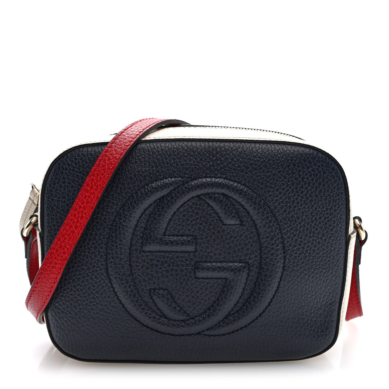 Gucci Dollar Calfskin Small Soho Disco Bag Blue Hibiscus Red Mystic White