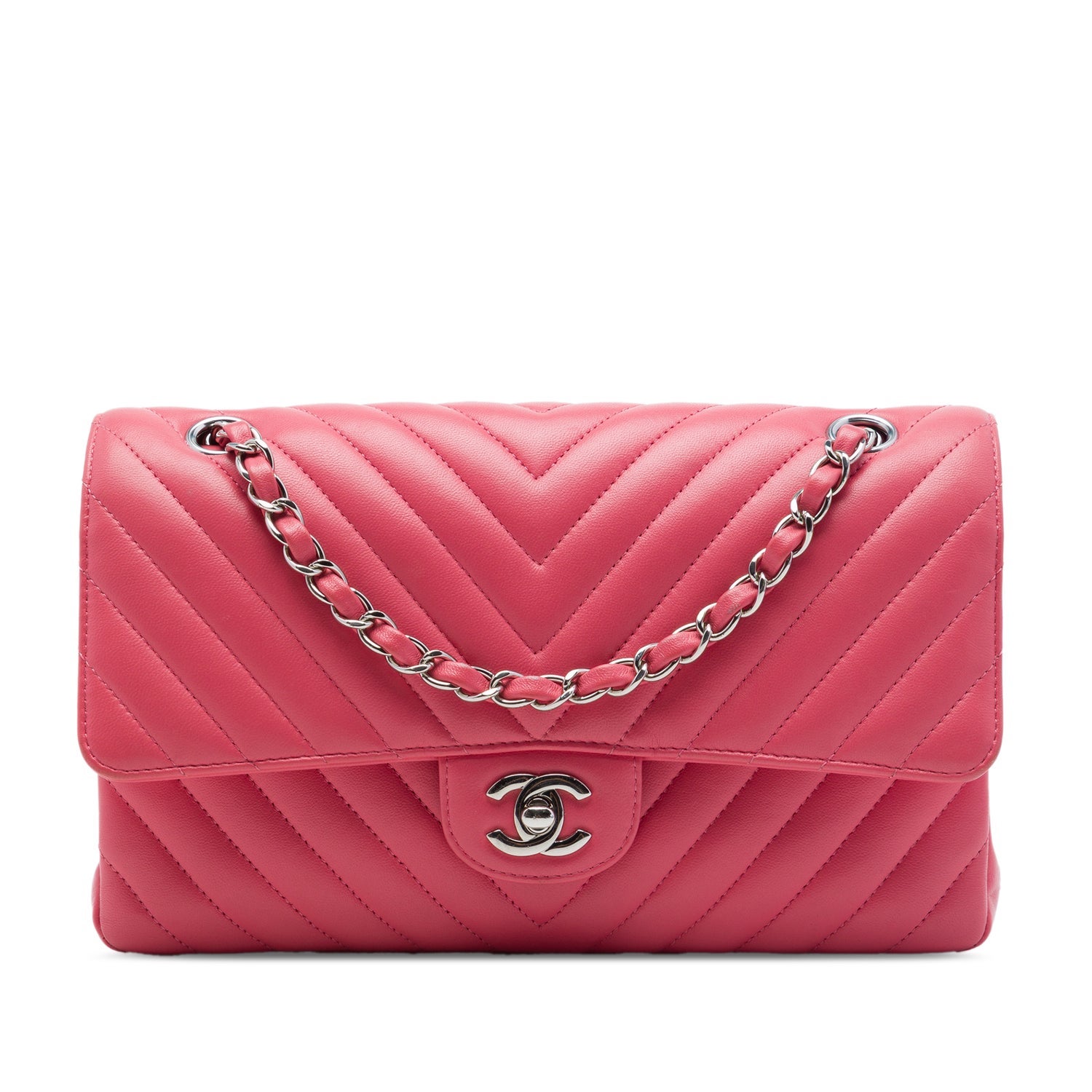 Lambskin Medium Classic Chevron Lambskin Double Flap