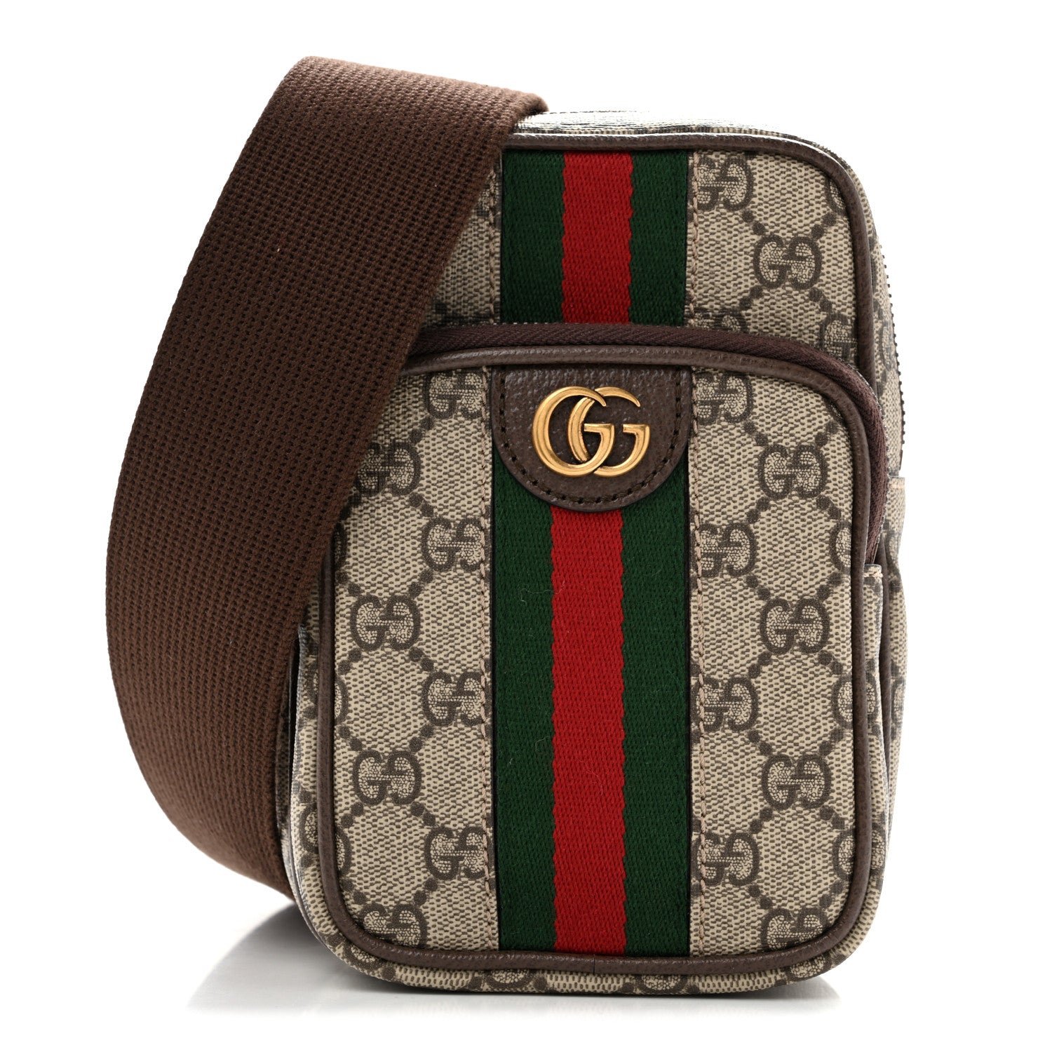 Gucci GG Supreme Monogram Web Mini Ophidia Messenger Brown