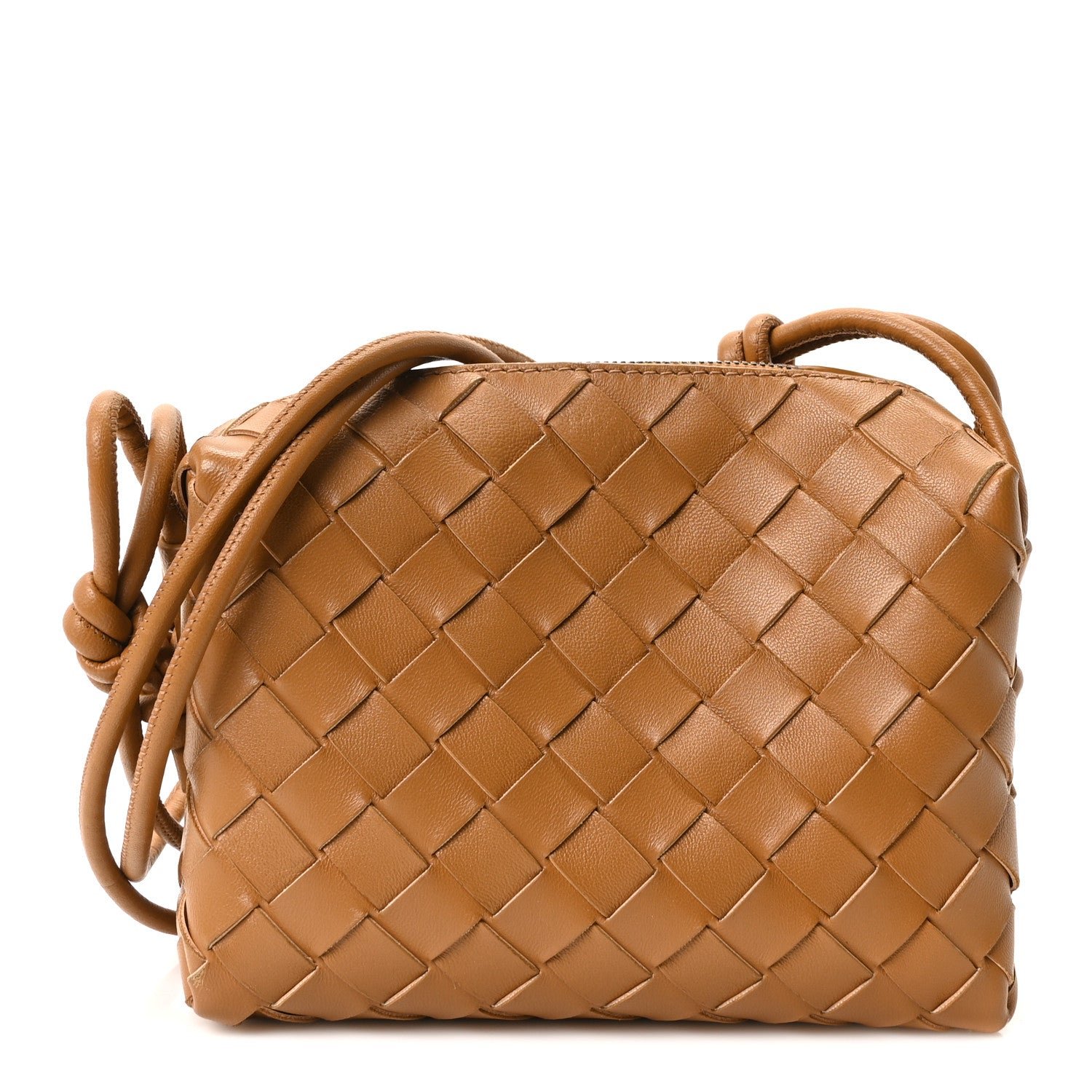 Bottega Veneta Nappa Intrecciato Mini Loop Camera Bag Camel
