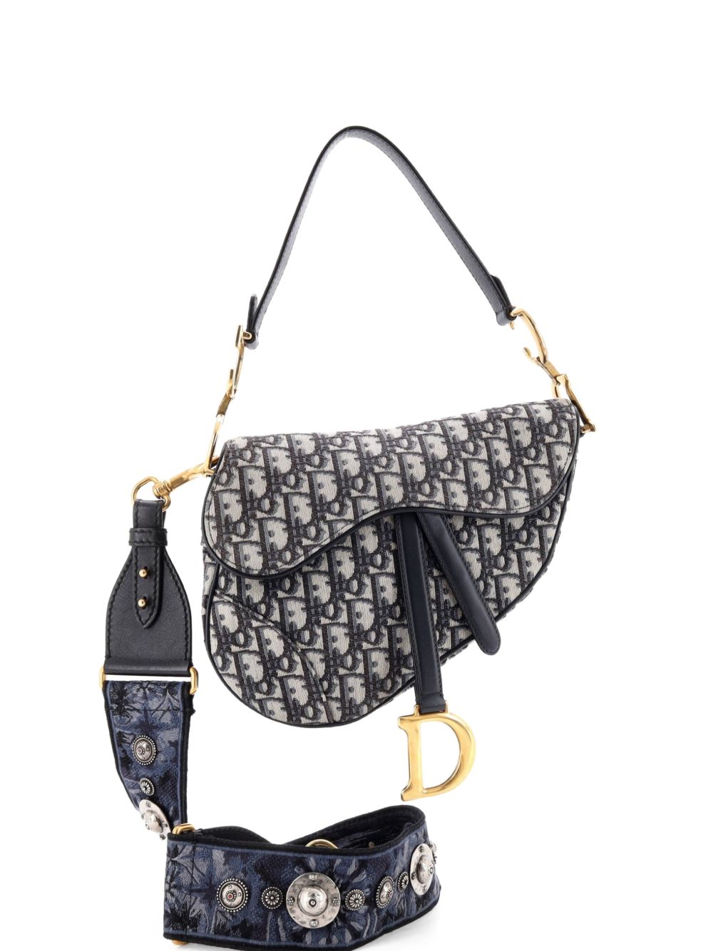 Dior Saddle Handbag with Strap Oblique Canvas Medium shoulder bag