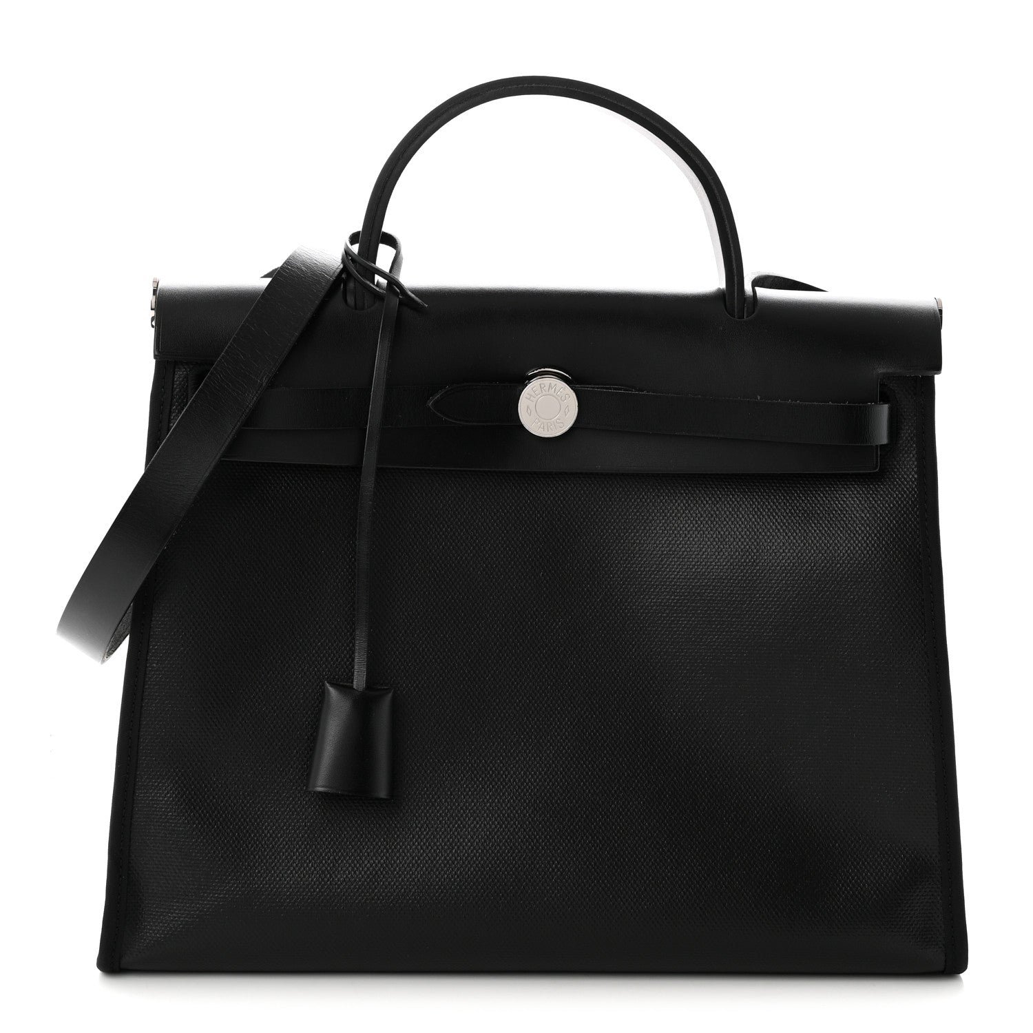 Hermes Toile H Berline Vache Hunter Herbag Zip PM 31 Black Ecru