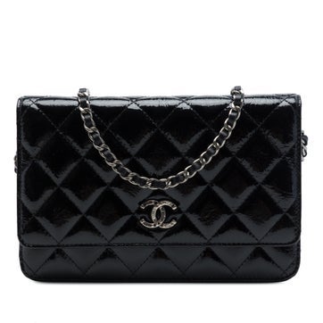Paris Dallas CC Quilted Patent Goatskin Wallet on Chain