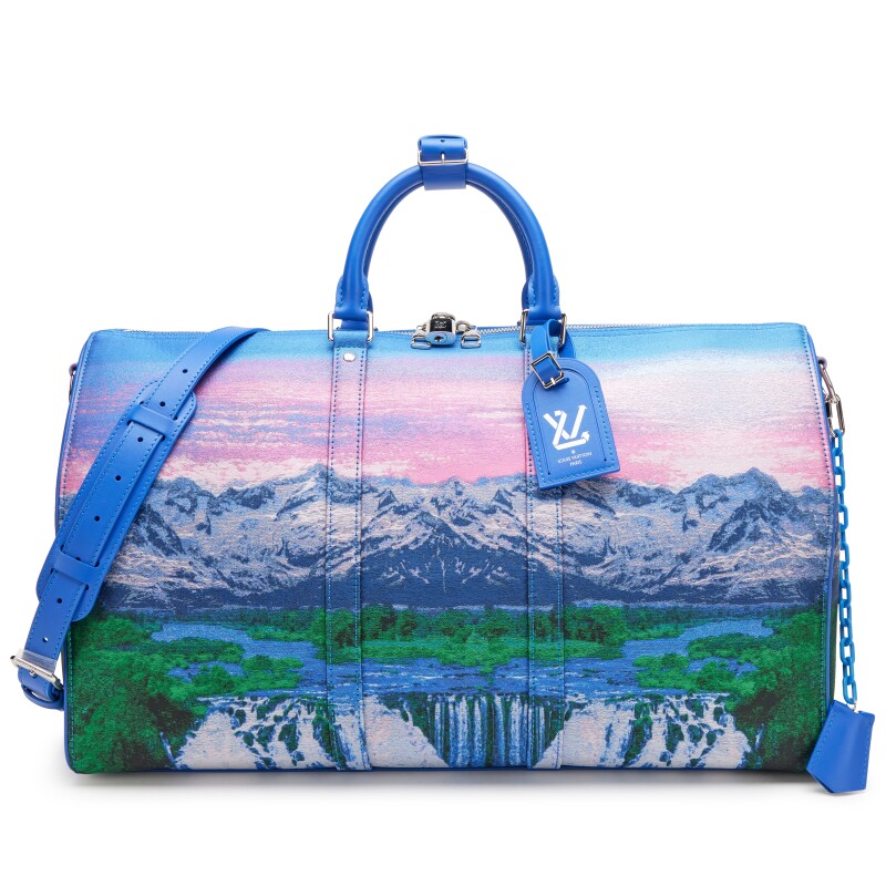 Louis Vuitton Virgil Abloh Multicolor Jacquard Polyester Landscape Keepall 50 Bandoulière Silver Hardware, 2022