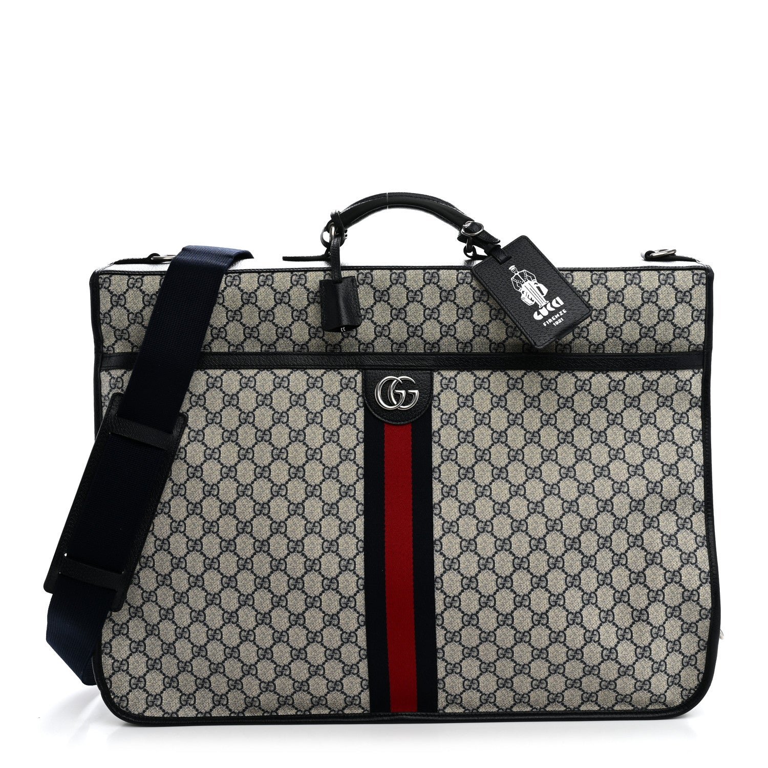 Gucci GG Supreme Monogram Web Savoy Garment Bag Beige Blue