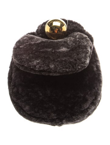 Faux Fur Shearling Sphere Clutch Bag Small